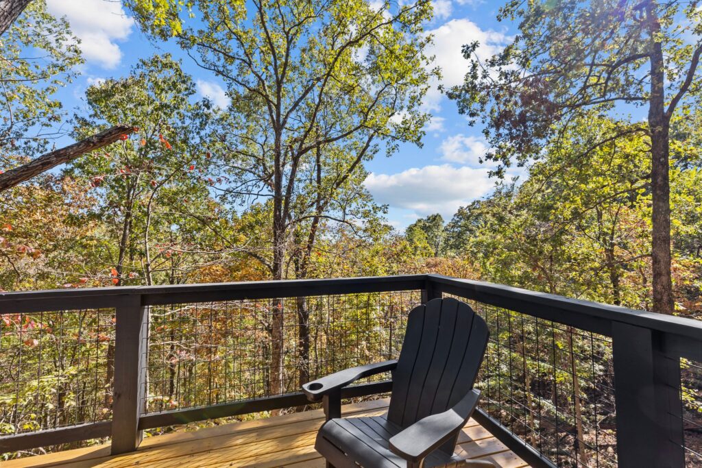 Wooded Ozarks view from the Cabin Treehouse